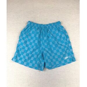 Nike Mens Blue Checkered Shorts Size Small Embroidered Logo